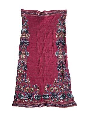 FARM For Anthropologie Tank Womens L Red Cropped Floral Off Shoulder Ruffle
